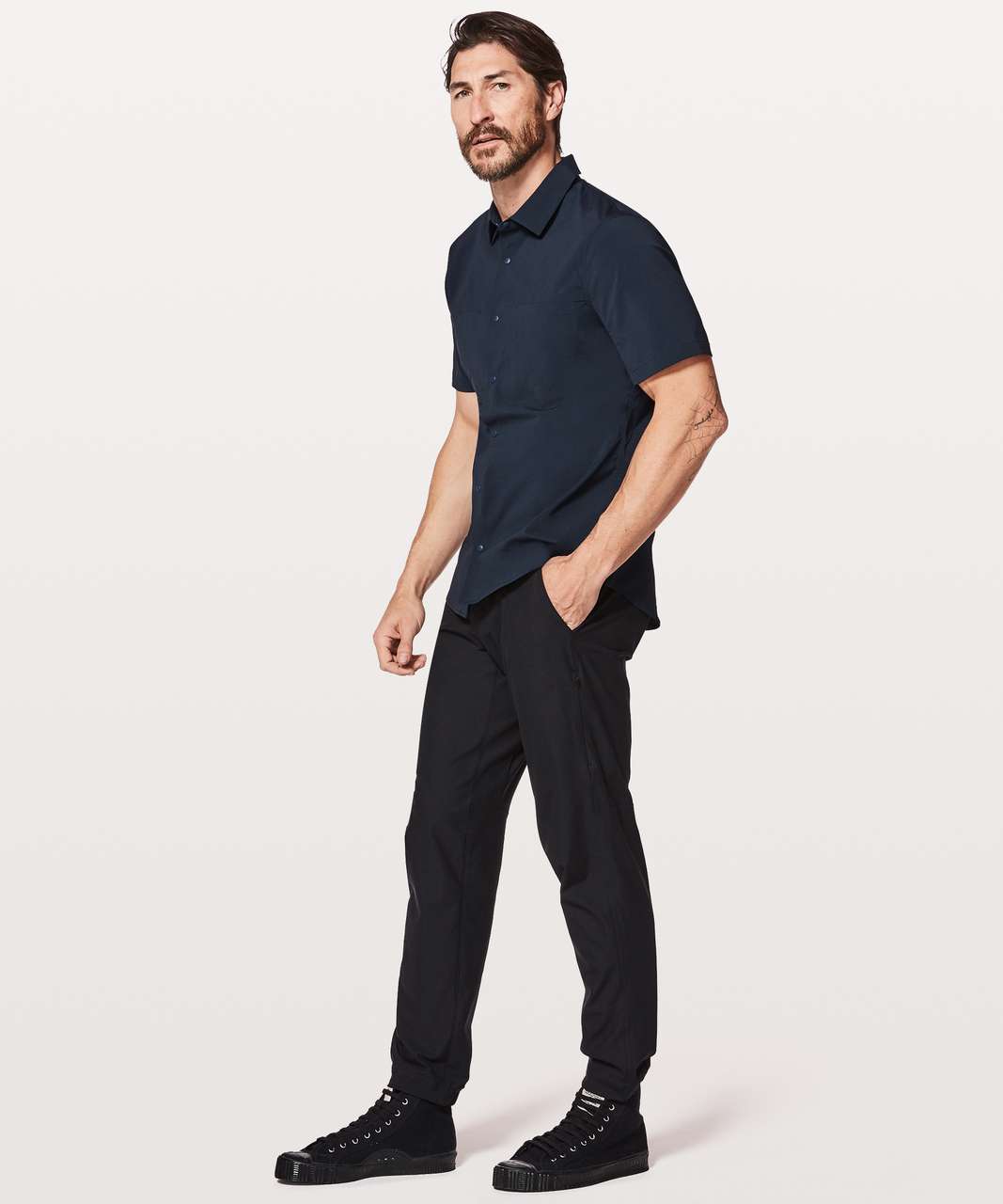 Lululemon Zenway Short Sleeve Buttondown - True Navy - lulu fanatics