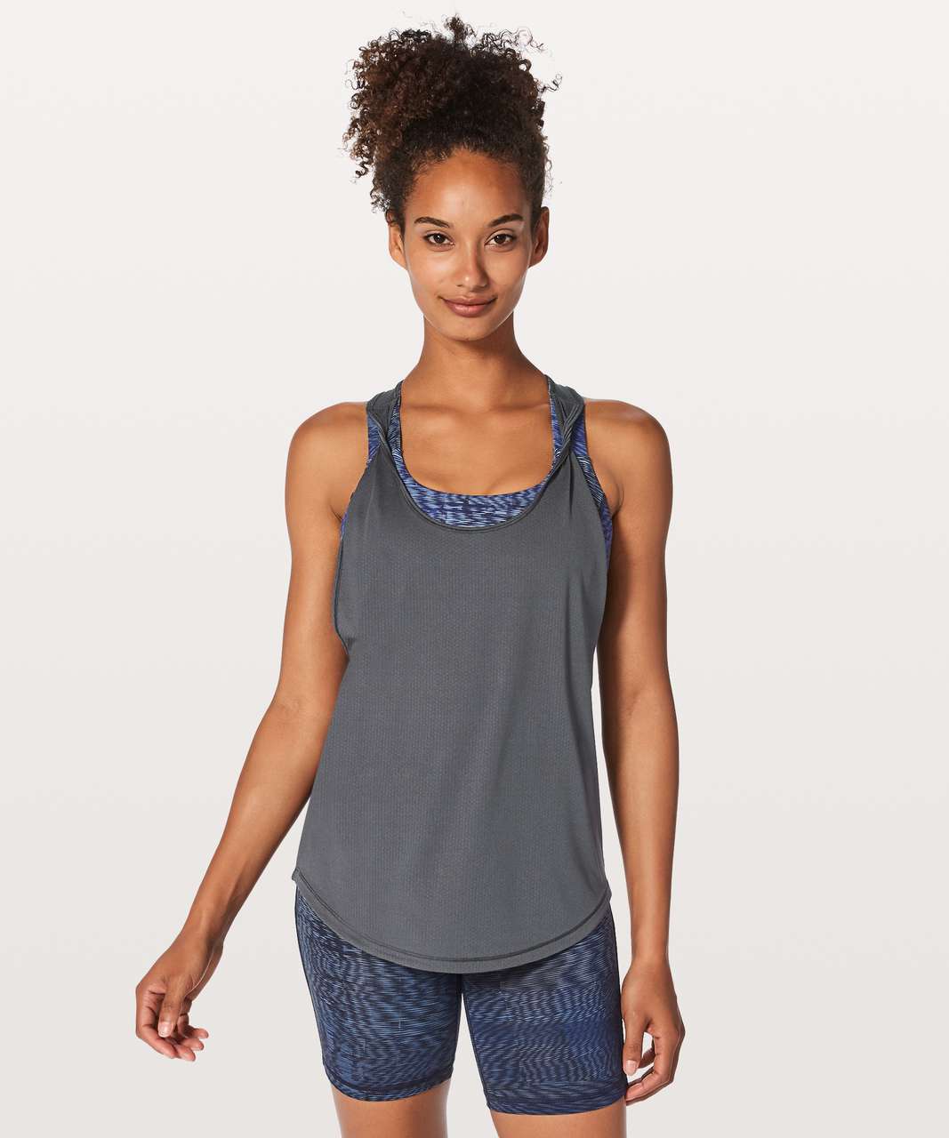 Lululemon Ready & Go Tank - Blue Tied / Linear Flux Ice Grey Multi