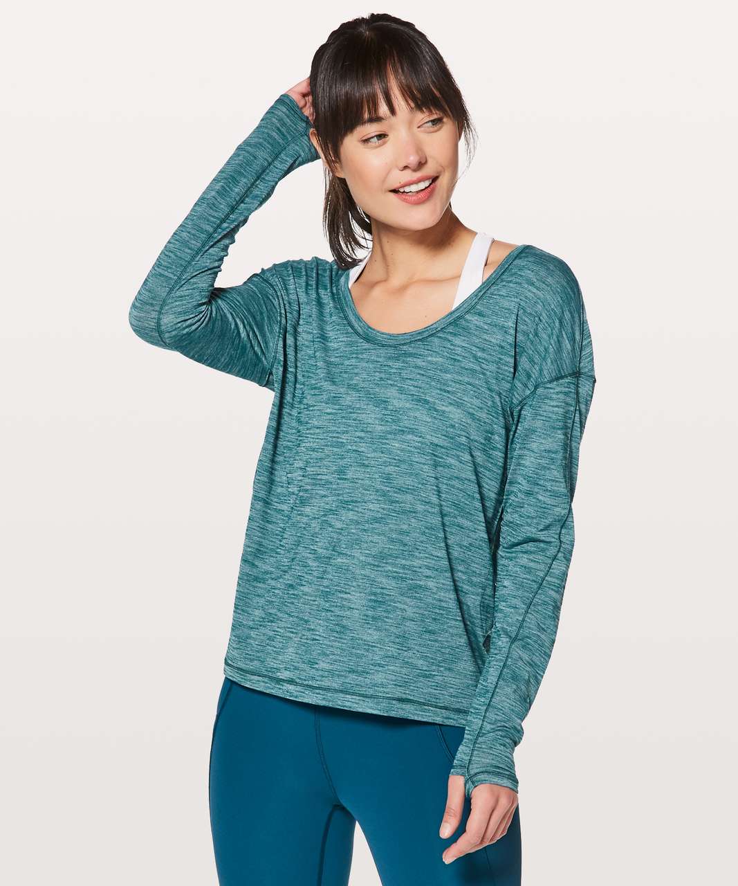 Lululemon Meant To Move Long Sleeve - Heathered Dark Uniform Blue