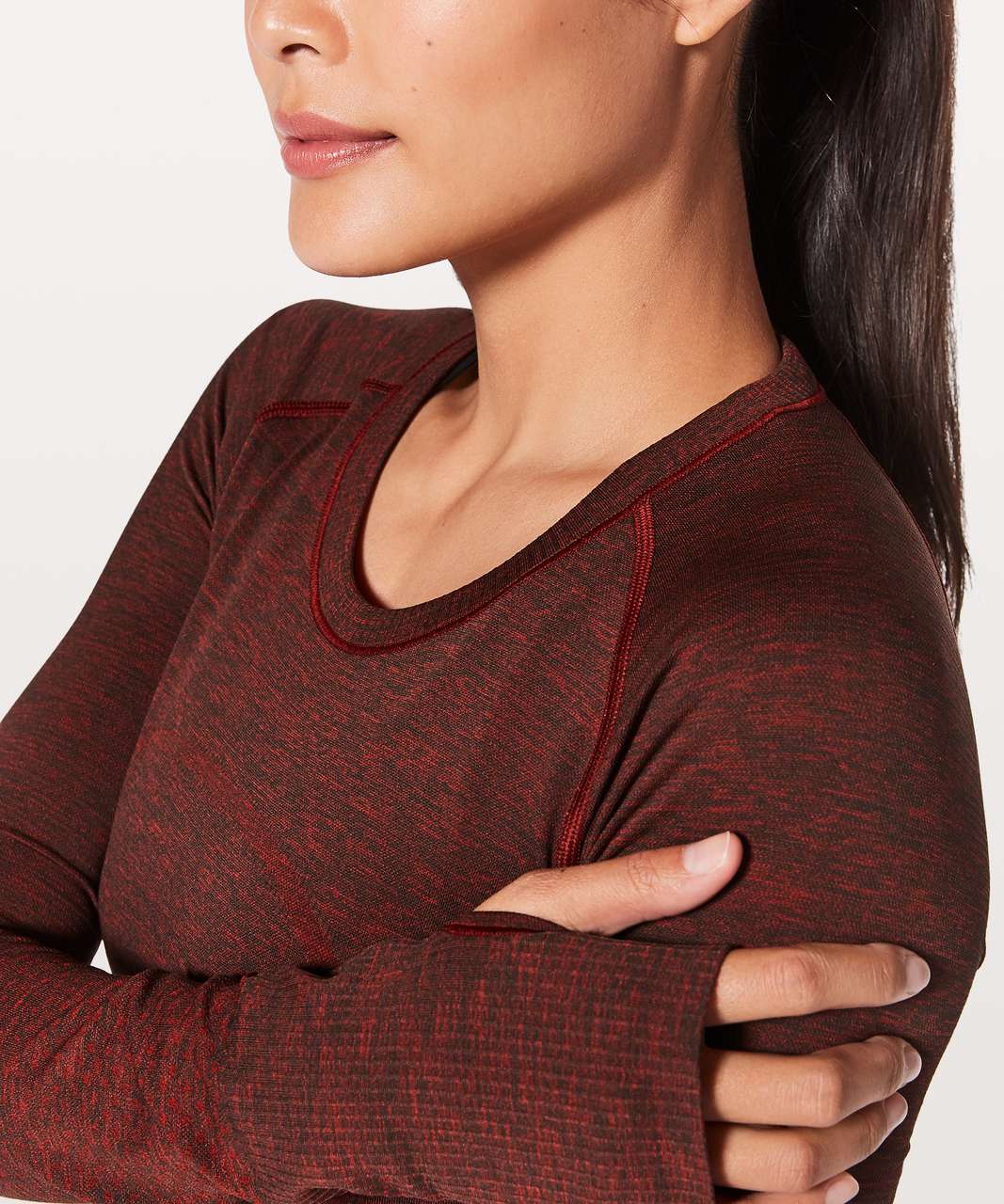 Lululemon Swiftly Tech Long Sleeve Crew In Dark Red/dark Red