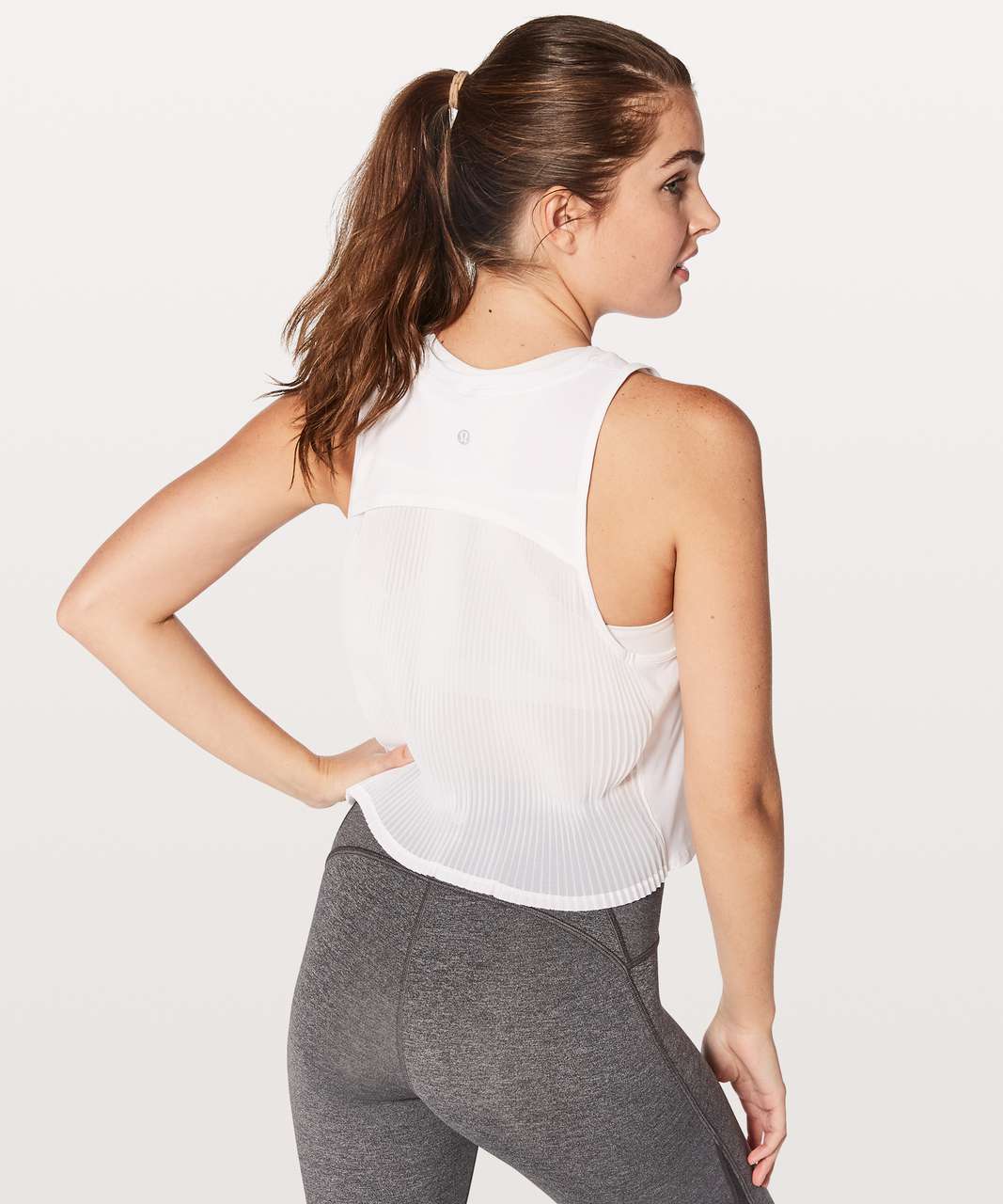 Lululemon Asymmetrical Pleated Layer Tank Top - White - lulu fanatics