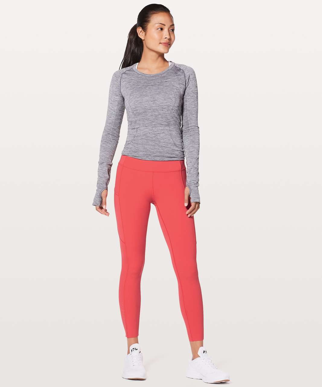 Lululemon Fast & Free 7/8 Tight II Nulux 25 - Red Orange - lulu fanatics