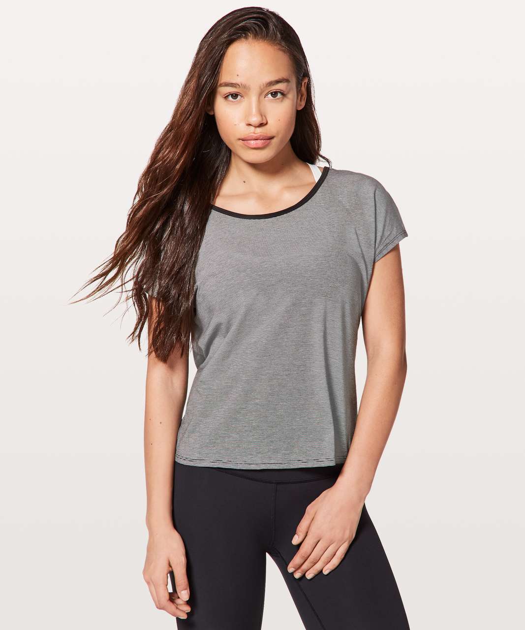 Lululemon Twist It Tee - Wee Stripe Black White / Black