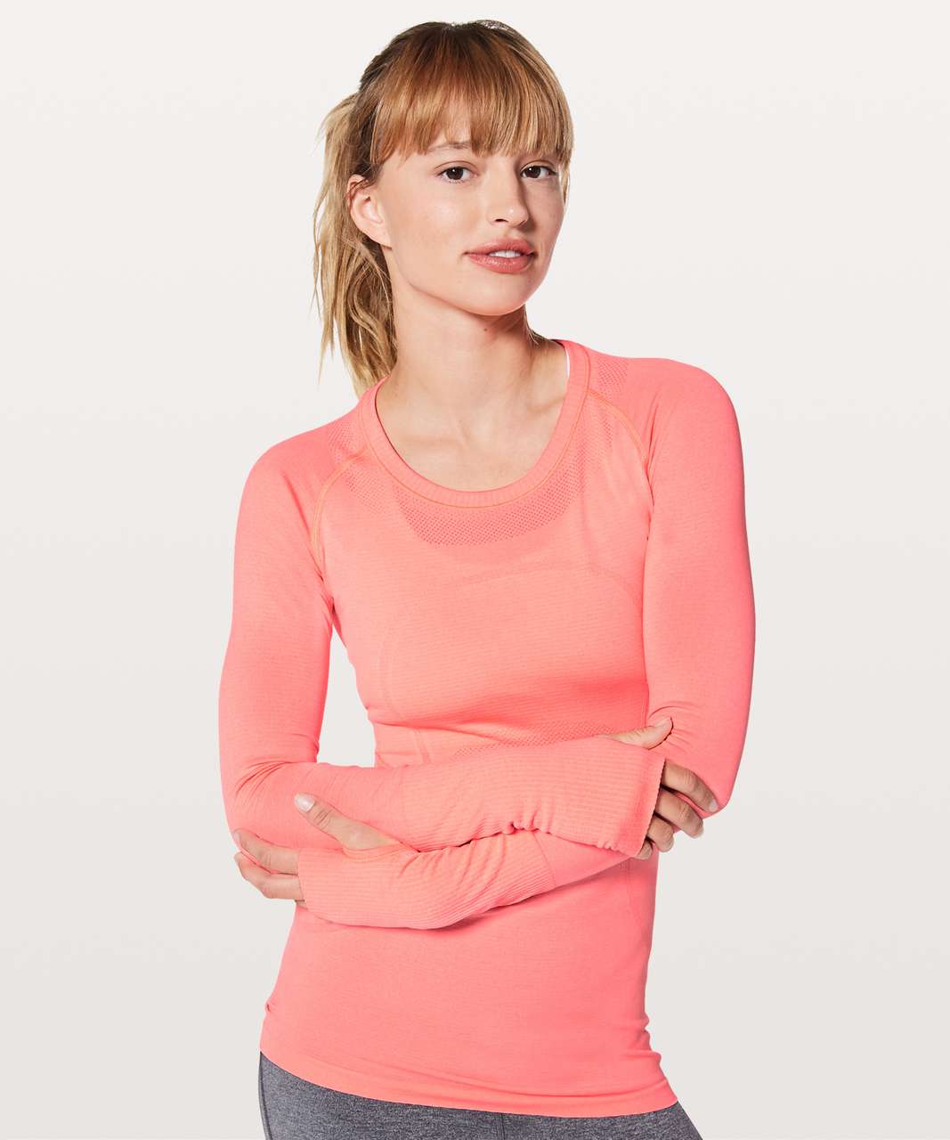 Lululemon Swiftly Tech Long Sleeve Crew - Sunset / White