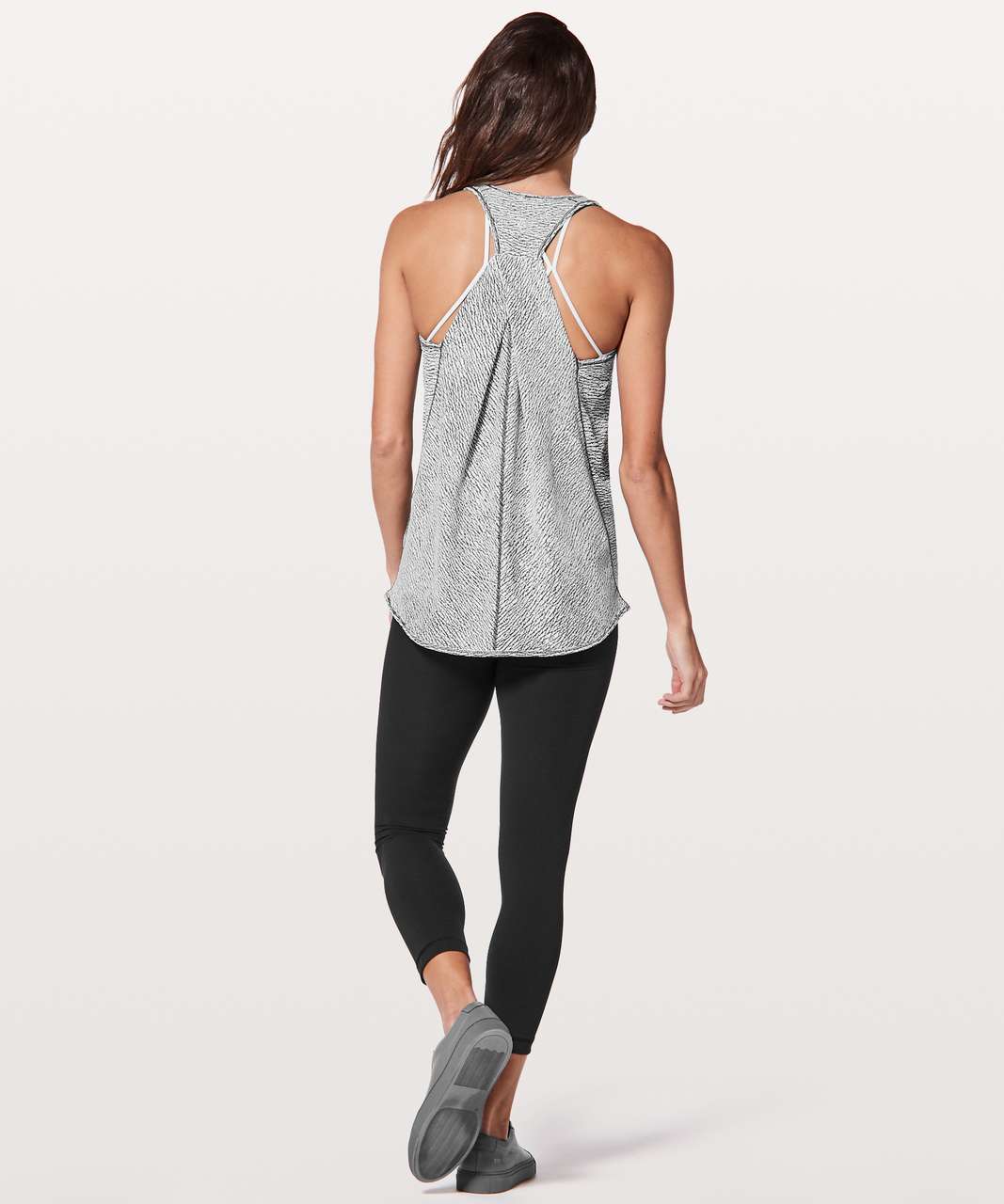 Lululemon Essential Tank - Sheer Luon Pebble Jacquard White Black