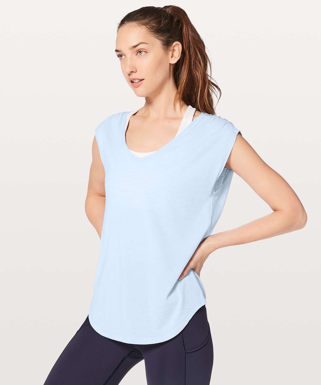 Lululemon Sweat Times Short Sleeve - Heathered Cool Breeze