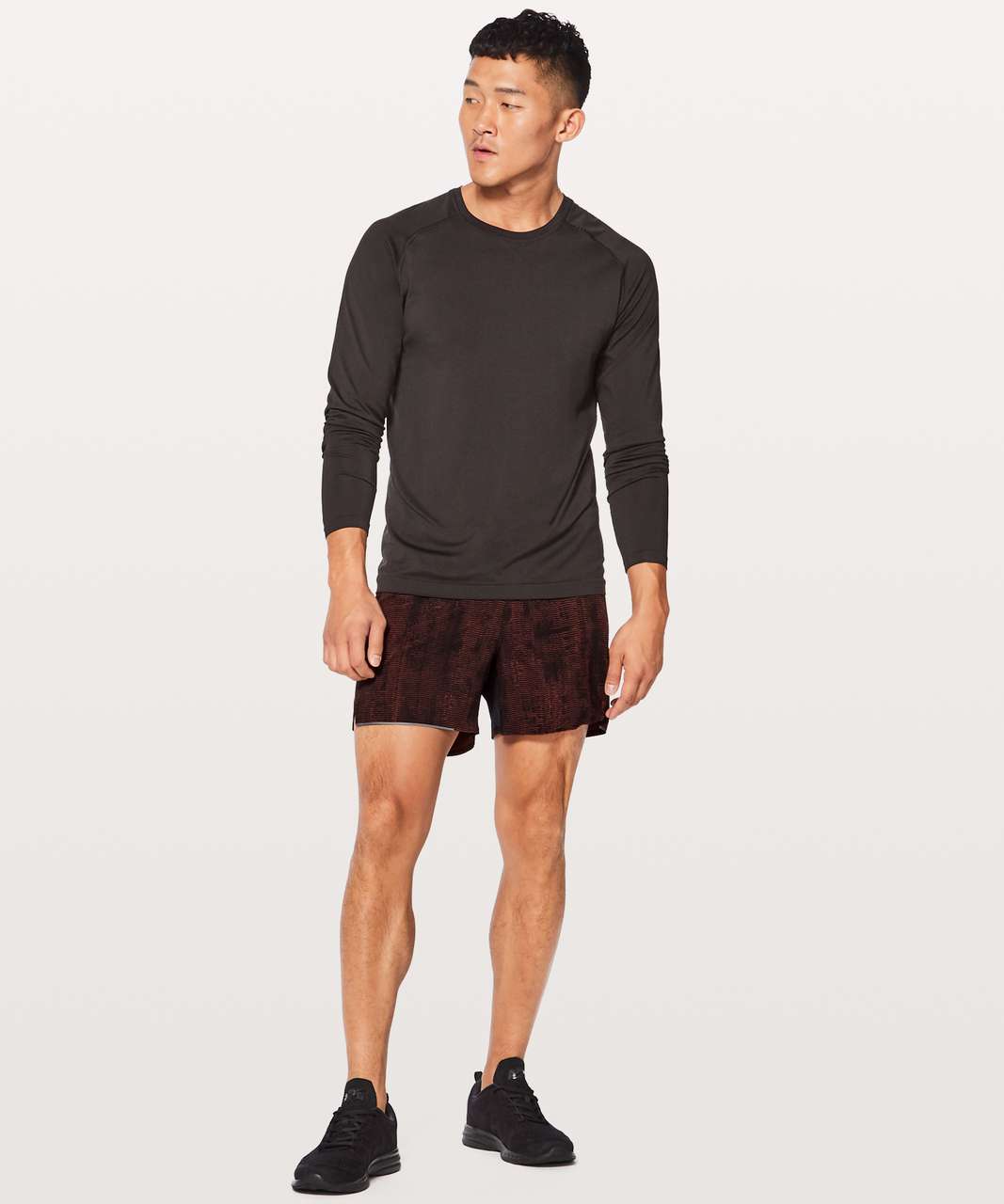 Lululemon Surge Short Linerless 5" - Matchstick Mahogany Black