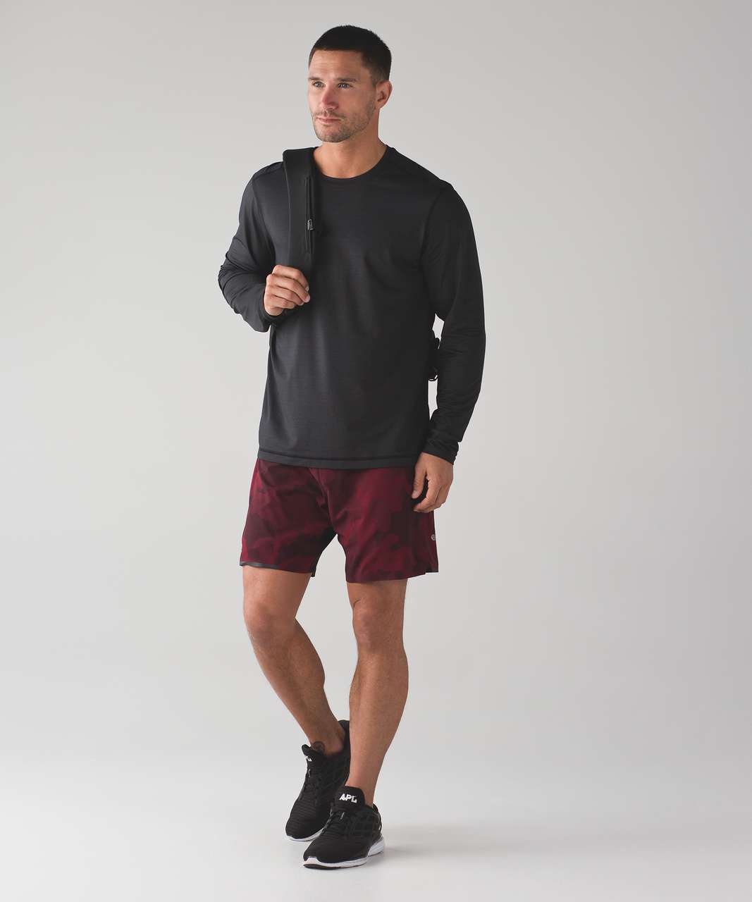 Lululemon Surge Short 7" - Smokescreen Camo Oxblood Rosewood