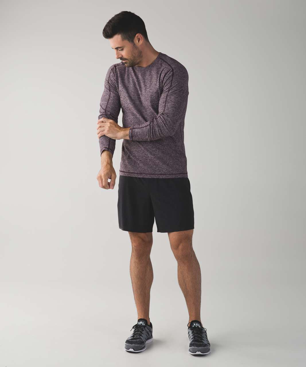 Lululemon Surge Short 7" - Heathered Texture Printed Coal Black