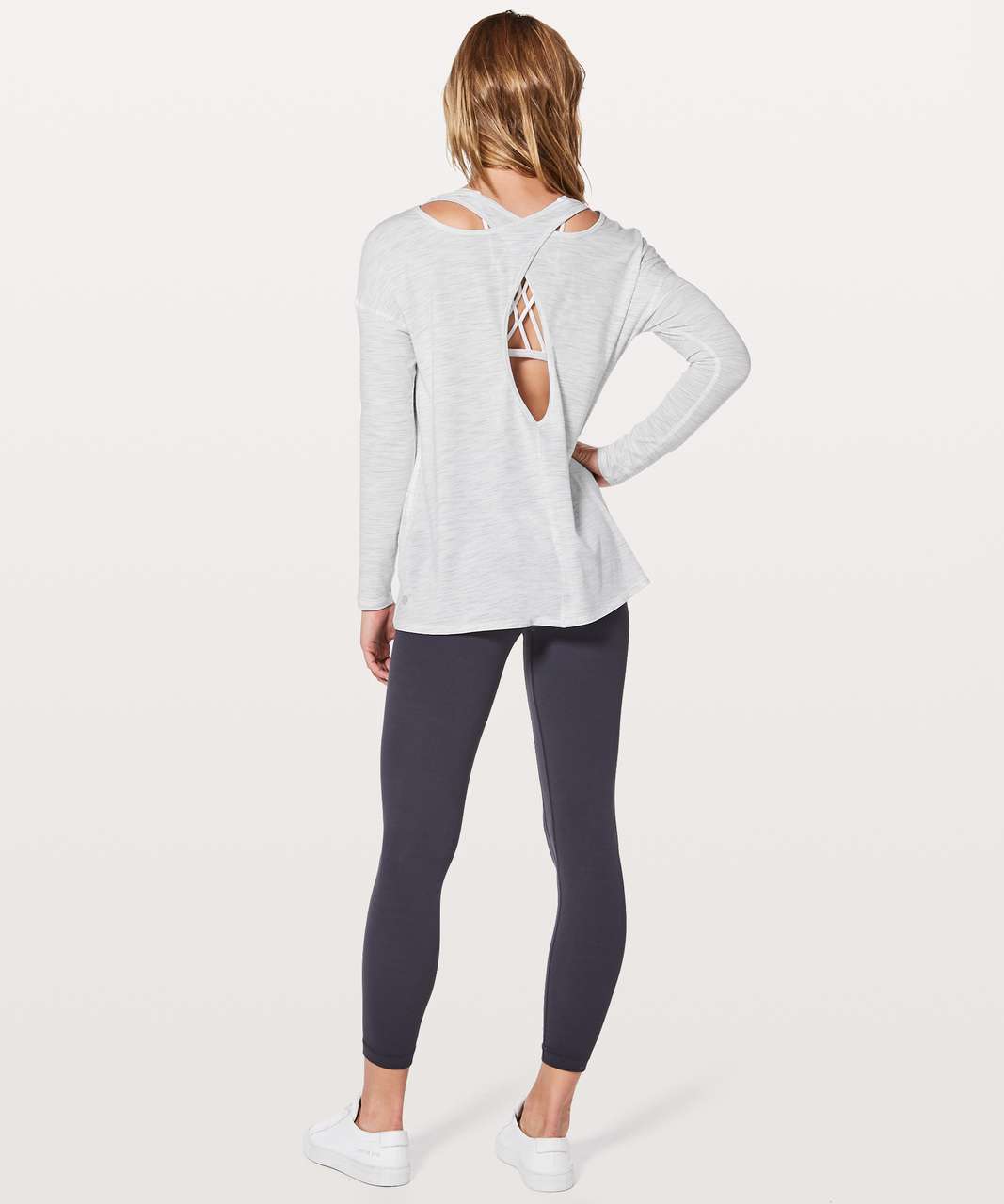 Lululemon Back Into It Long Sleeve - 3 Colour Space Dye Ice Grey Alpine White