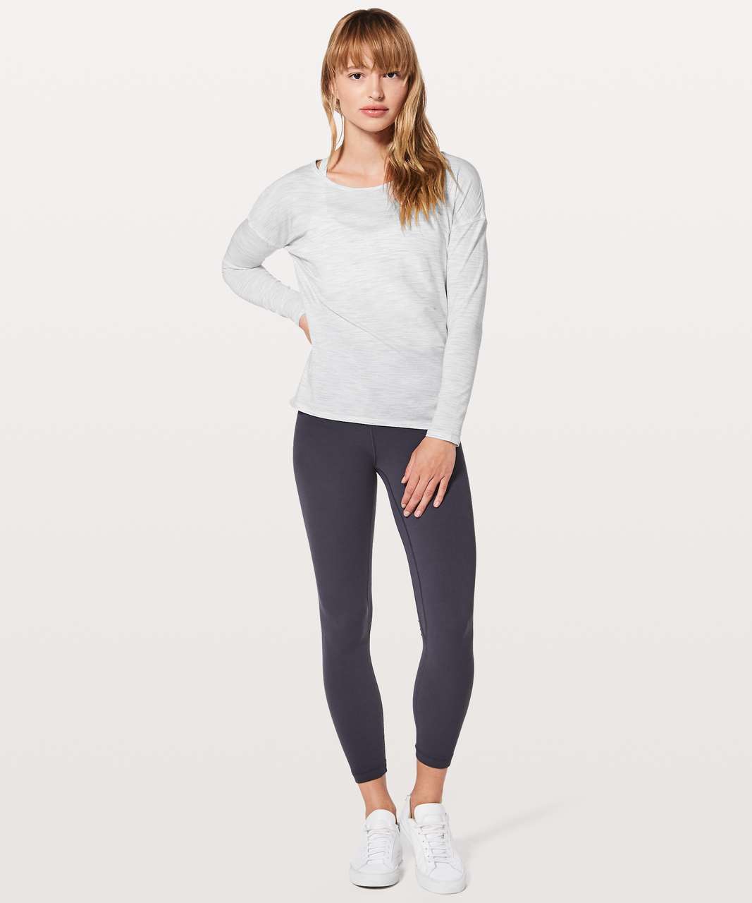 Lululemon Back Into It Long Sleeve - 3 Colour Space Dye Ice Grey Alpine White