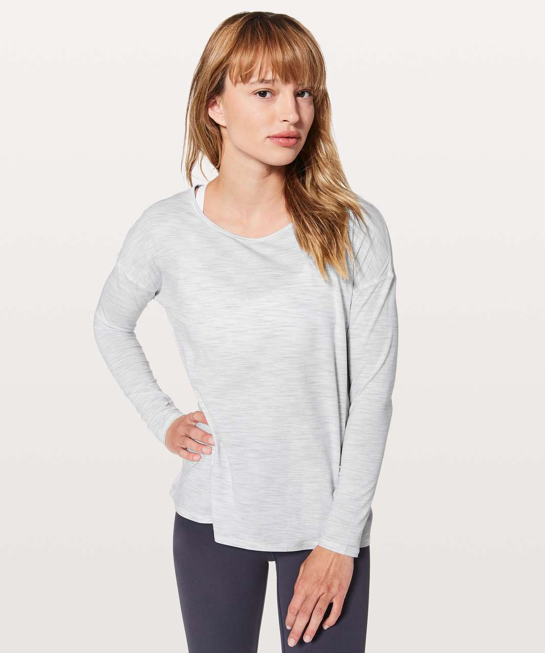 Lululemon Back Into It Long Sleeve - 3 Colour Space Dye Ice Grey Alpine White