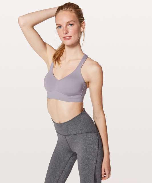 Lululemon Size 6 Speed Up Bra Heathered Black Sports Top Yoga Run