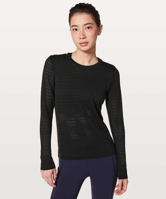 Lululemon Breeze By Long Sleeve II - Heathered Black - lulu fanatics