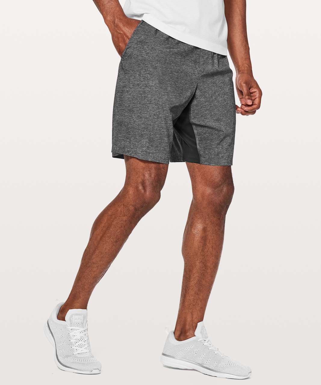 Lululemon T.H.E. Short *Linerless 9" Updated - Heathered Texture Printed Greyt Deep Coal