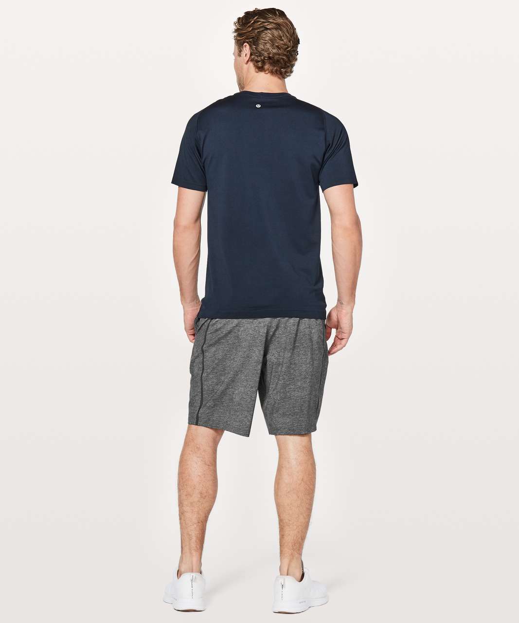 Lululemon Pace Breaker Short Linerless 9 - Heathered Texture Printed Greyt  Deep Coal (First Release) - lulu fanatics