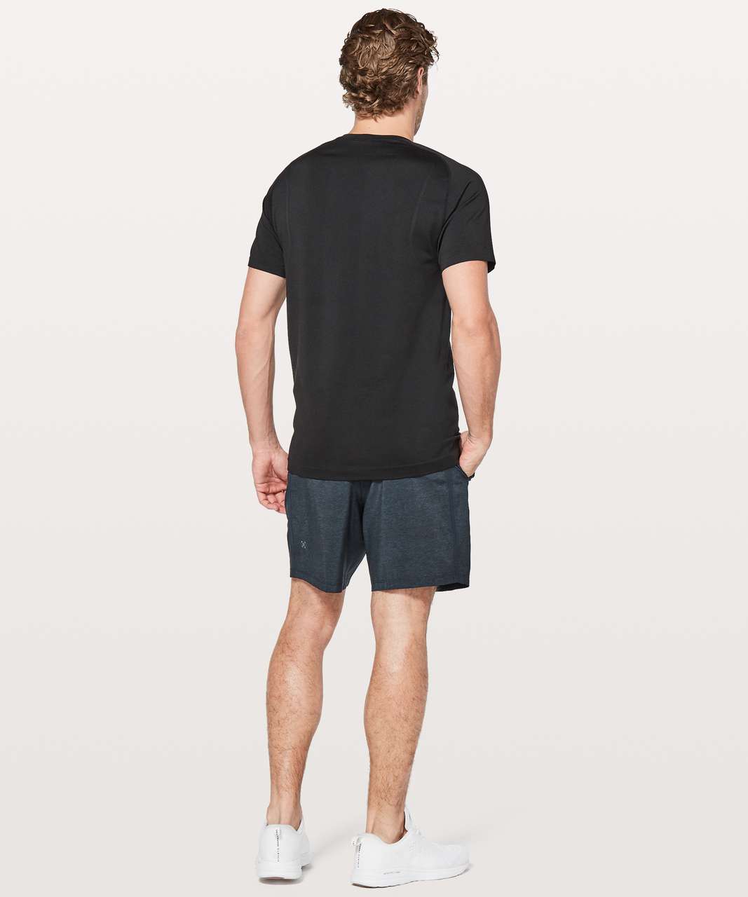 Lululemon Pace Breaker Short *Linerless 7" Updated - Heathered Texture Printed Iron Blue True Navy