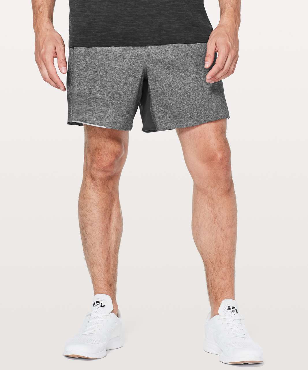 Lululemon Surge Short *6" Updated - Heathered Texture Printed Greyt Deep Coal