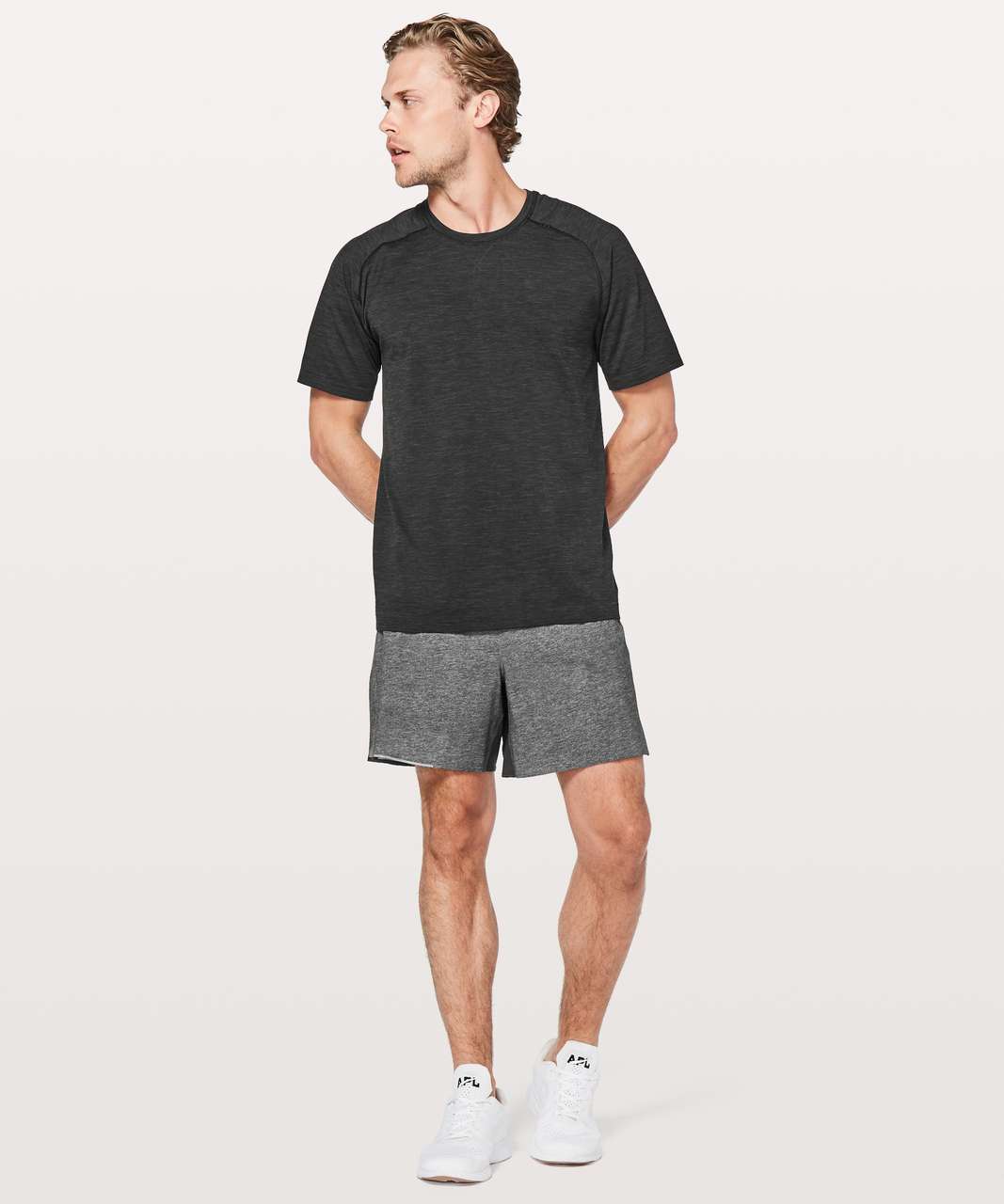 Lululemon Surge Short *6" Updated - Heathered Texture Printed Greyt Deep Coal