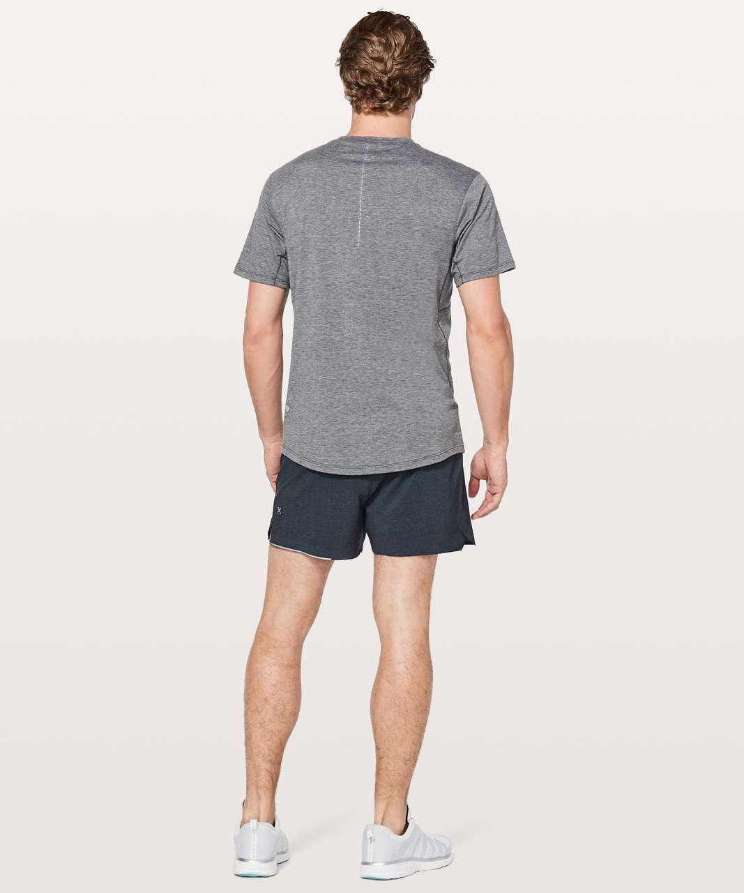 Lululemon Surge Short Out Of Mind Liner 4" - Heathered Texture Printed Iron Blue True Navy