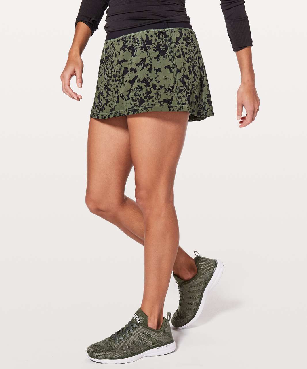 Lululemon Pace Rival Skirt (Regular) *No Panels - Efflorescent Barracks Green Black / Black