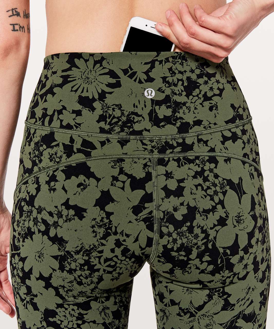 Lululemon In Movement 7/8 Tight *Everlux 25" - Efflorescent Barracks Green Black