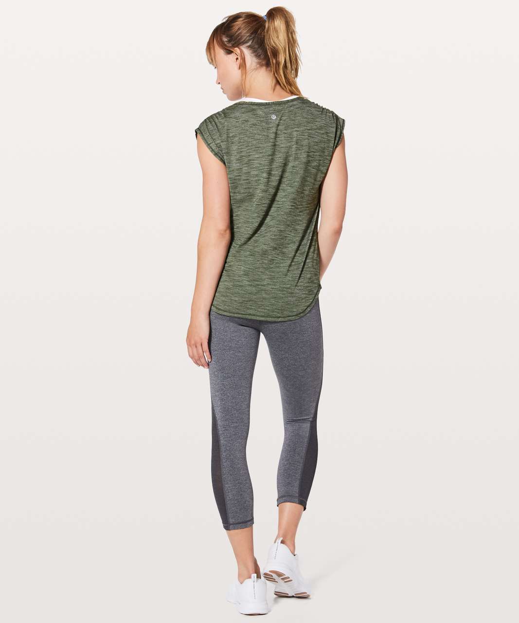 Lululemon Sweat Times Short Sleeve - Heathered Barracks Green