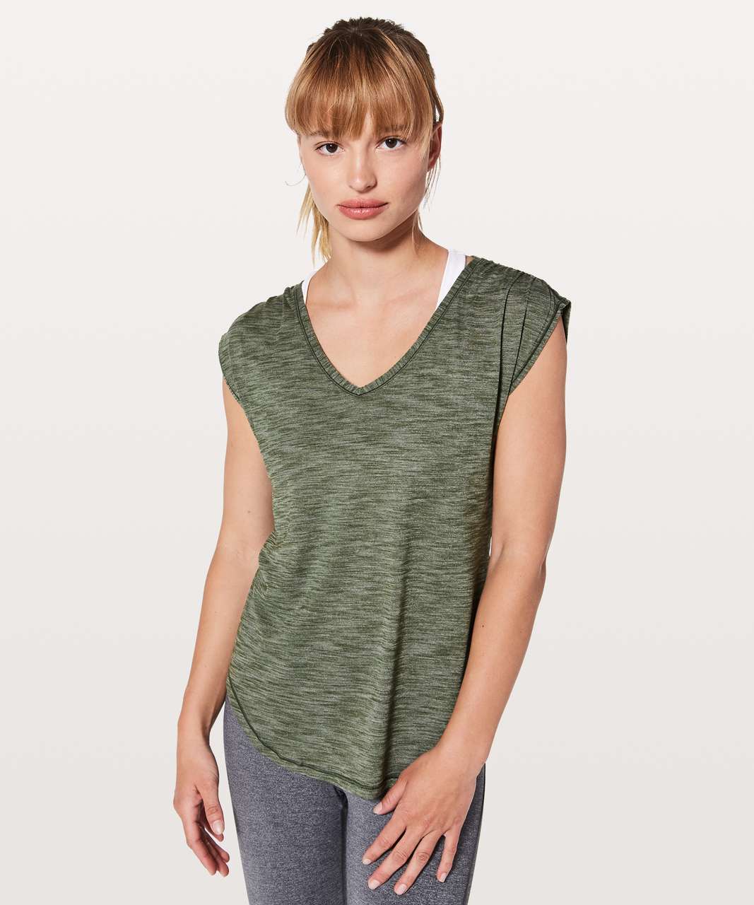 Lululemon Sweat Times Short Sleeve - Heathered Barracks Green