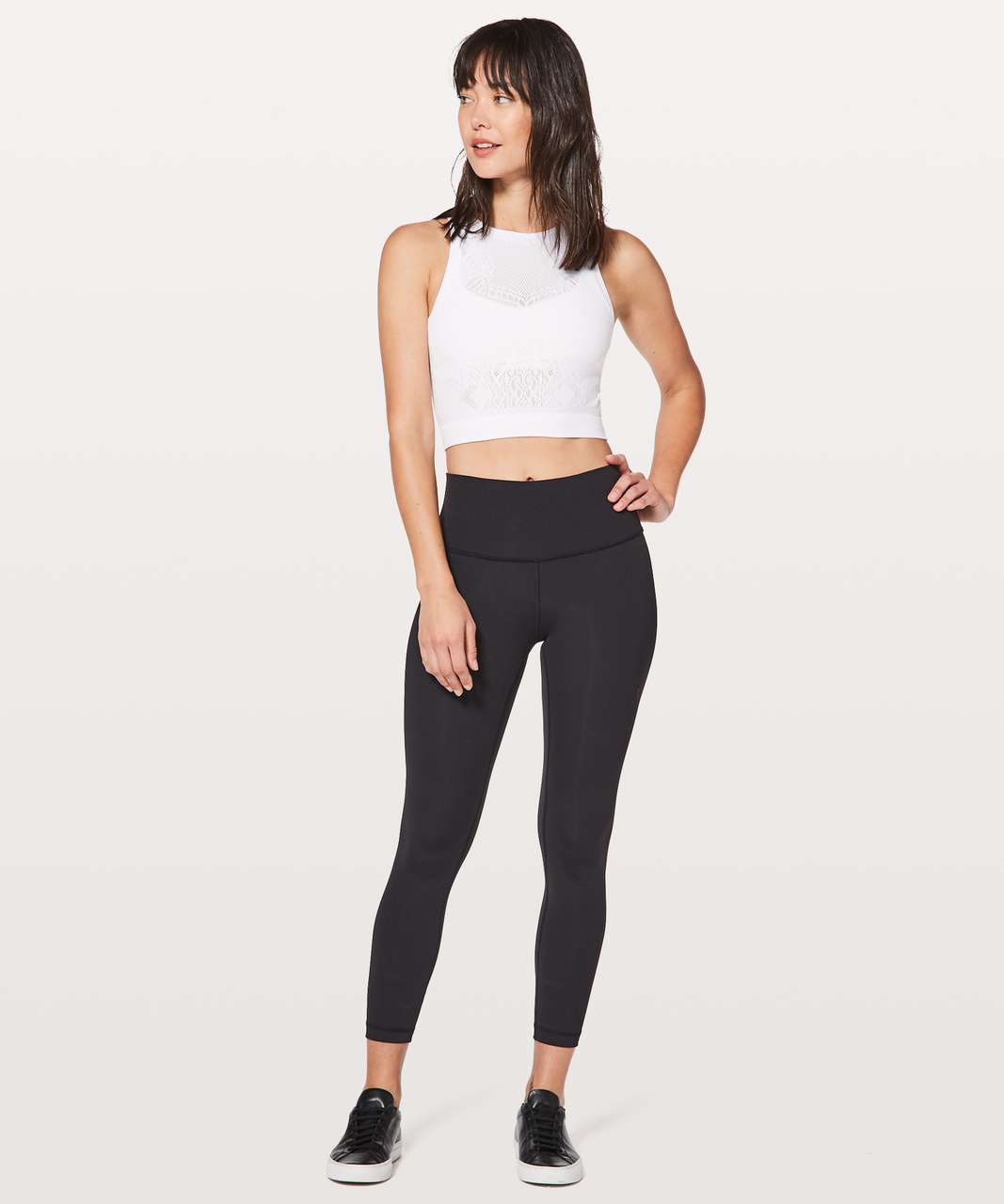 Lululemon Reveal Crop Top *Lattice Paisley - White - lulu fanatics