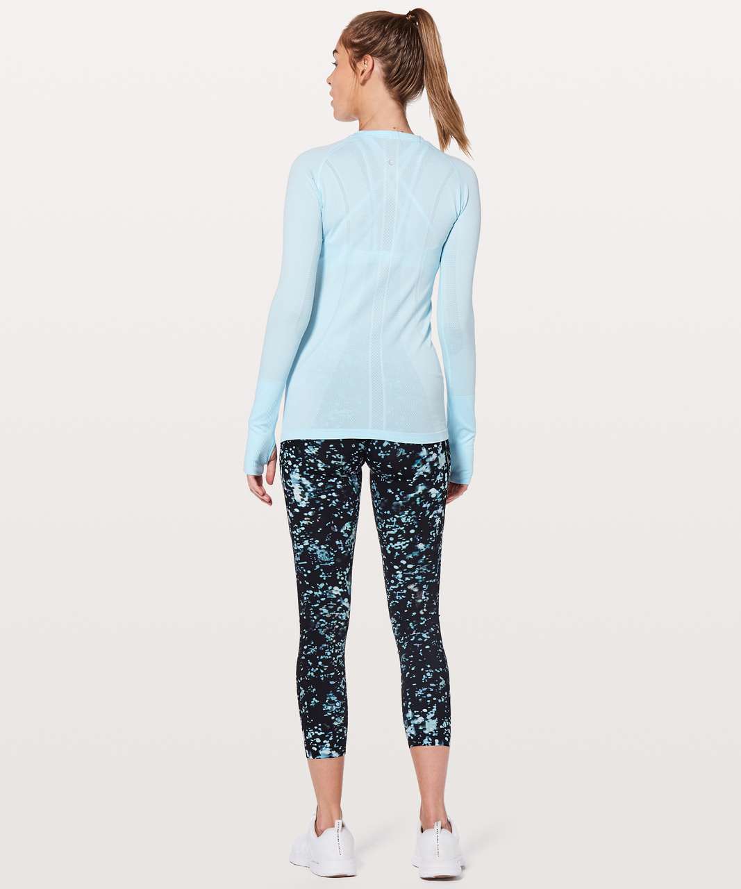 Lululemon Swiftly Tech Long Sleeve Crew - Blue Glow / White