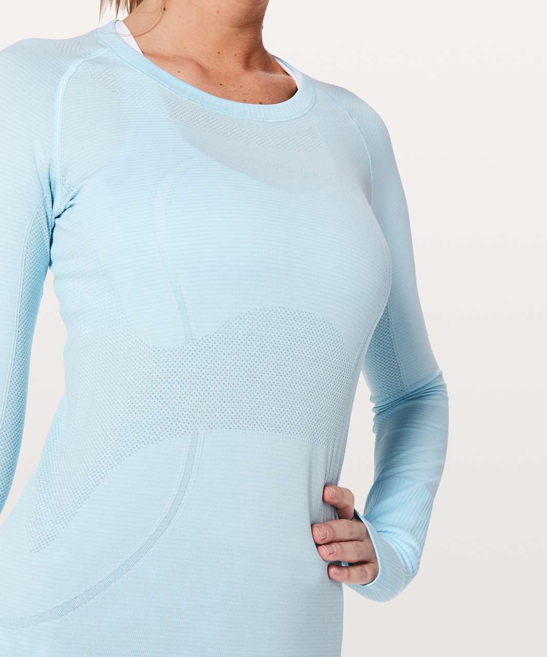 Lululemon Swiftly Tech Long Sleeve Crew - Blue Glow / White