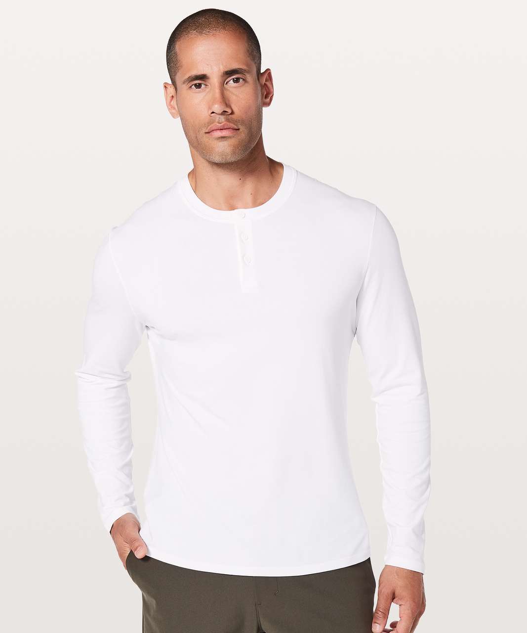 Lululemon 5 Year Basic Long Sleeve Henley - White - lulu fanatics