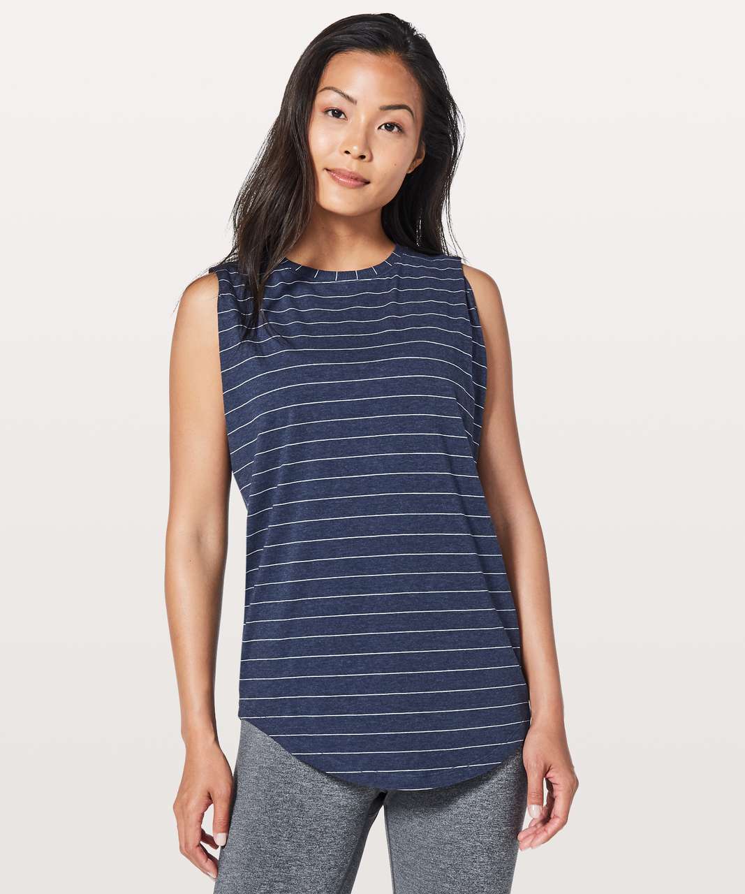 Lululemon Brunswick Muscle Tank - Short Serve Stripe Heathered Hero Blue White