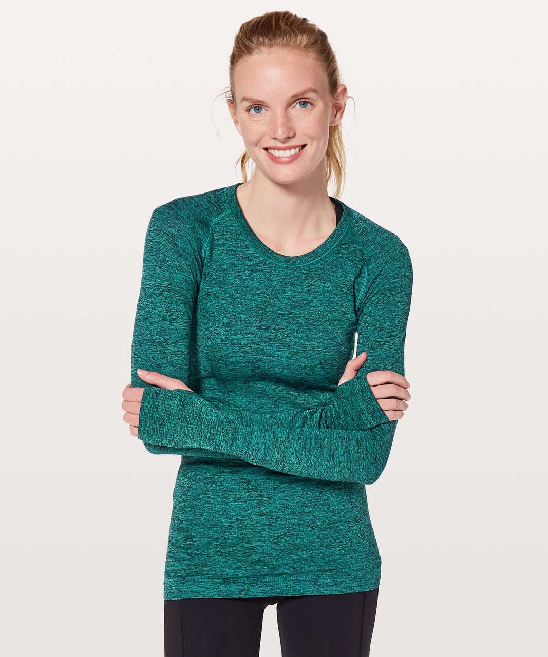 Lululemon Swiftly Tech Long Sleeve Crew - Teal Blue / Black