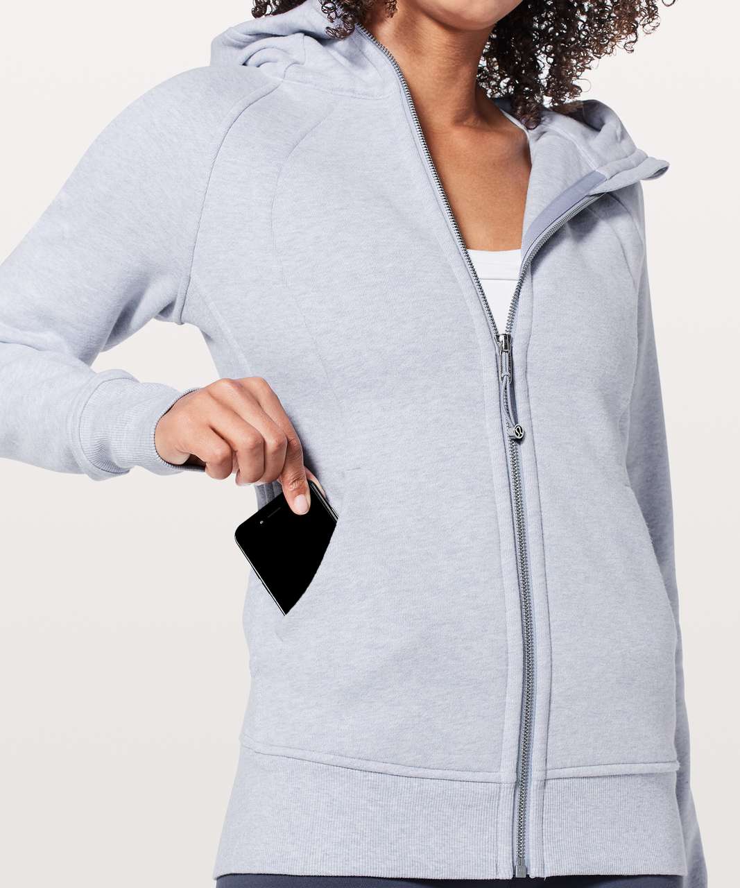 Lululemon Scuba Hoodie III Static Mist Black & White Zip Front