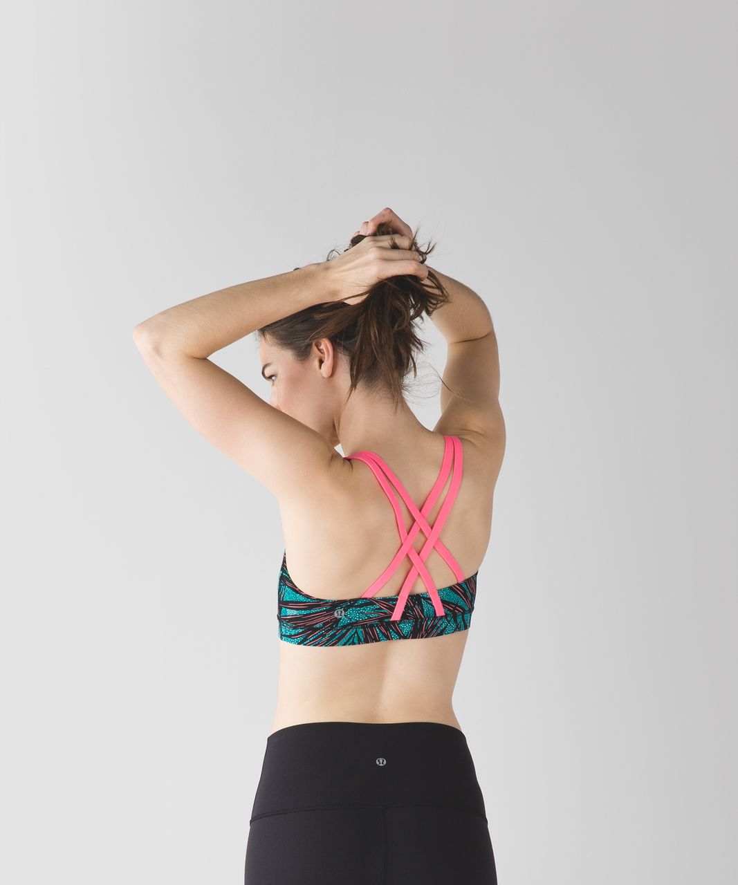 Lululemon Energy Bra - Mini Palm Lace Tofino Teal Multi / Flash Light