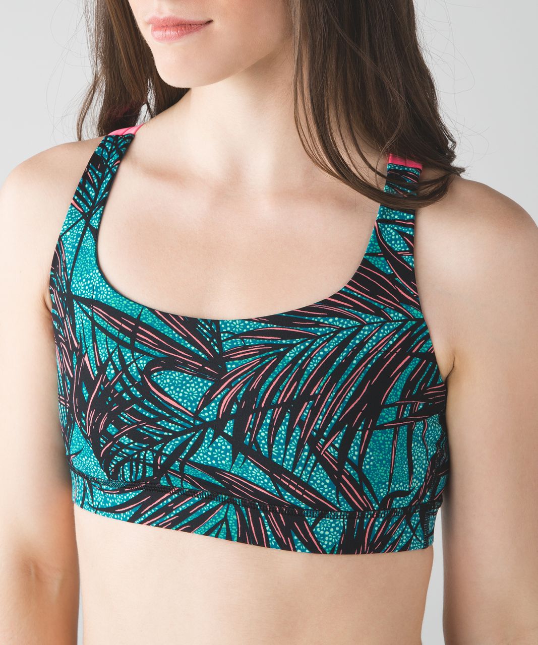 Lululemon Energy Bra - Mini Palm Lace Tofino Teal Multi / Flash Light