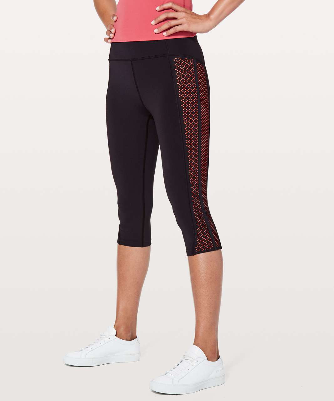 Lululemon Get Your Peek On Crop *17" - Deep Phantom / Red Orange