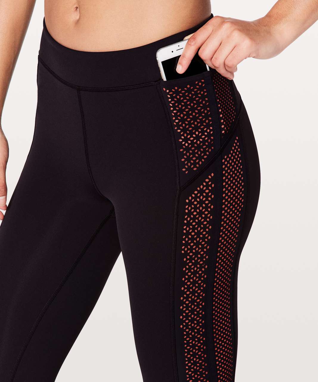 Lululemon Get Your Peek On Tight *28" - Deep Phantom / Red Orange