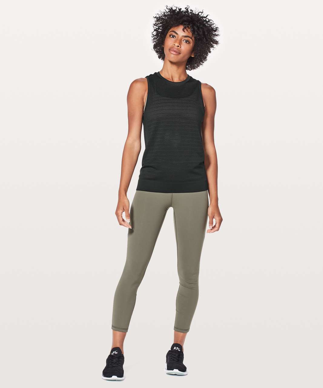 Lululemon Breeze By Muscle Tank II - Black / Black - lulu fanatics