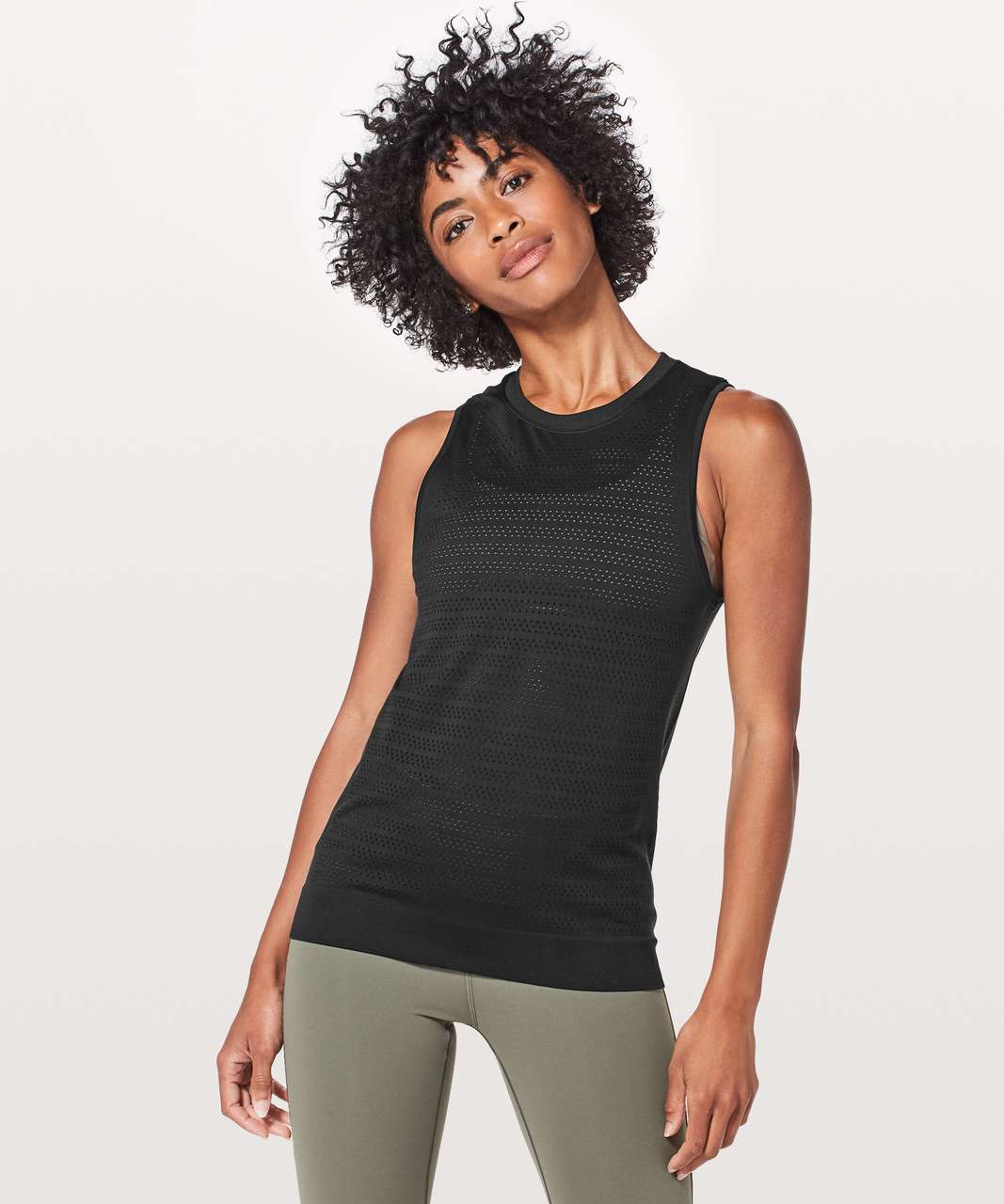 Lululemon Breeze By Muscle Tank II - Black / Black - lulu fanatics