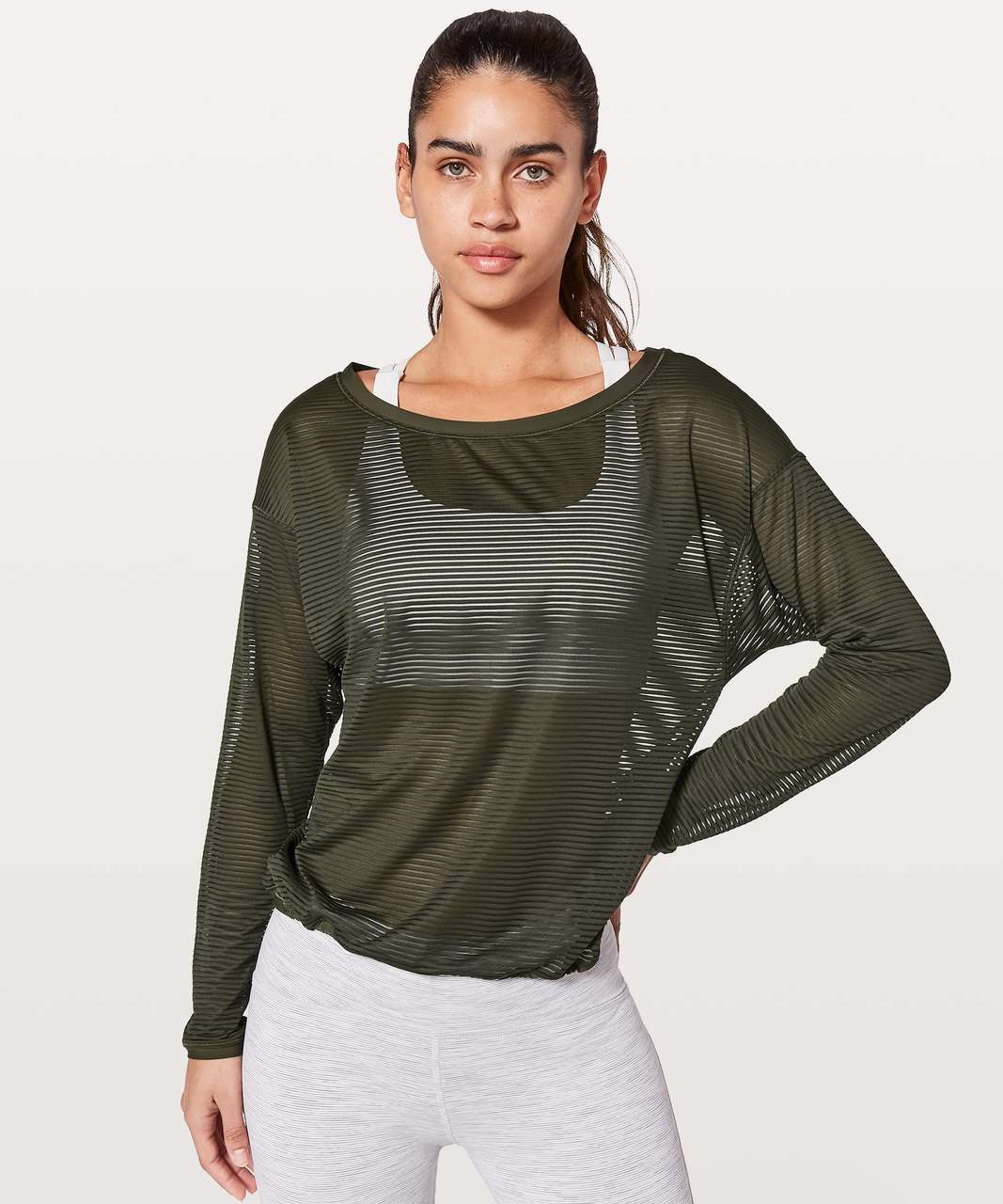 Smokey Grey Mesh Long Sleeve Top