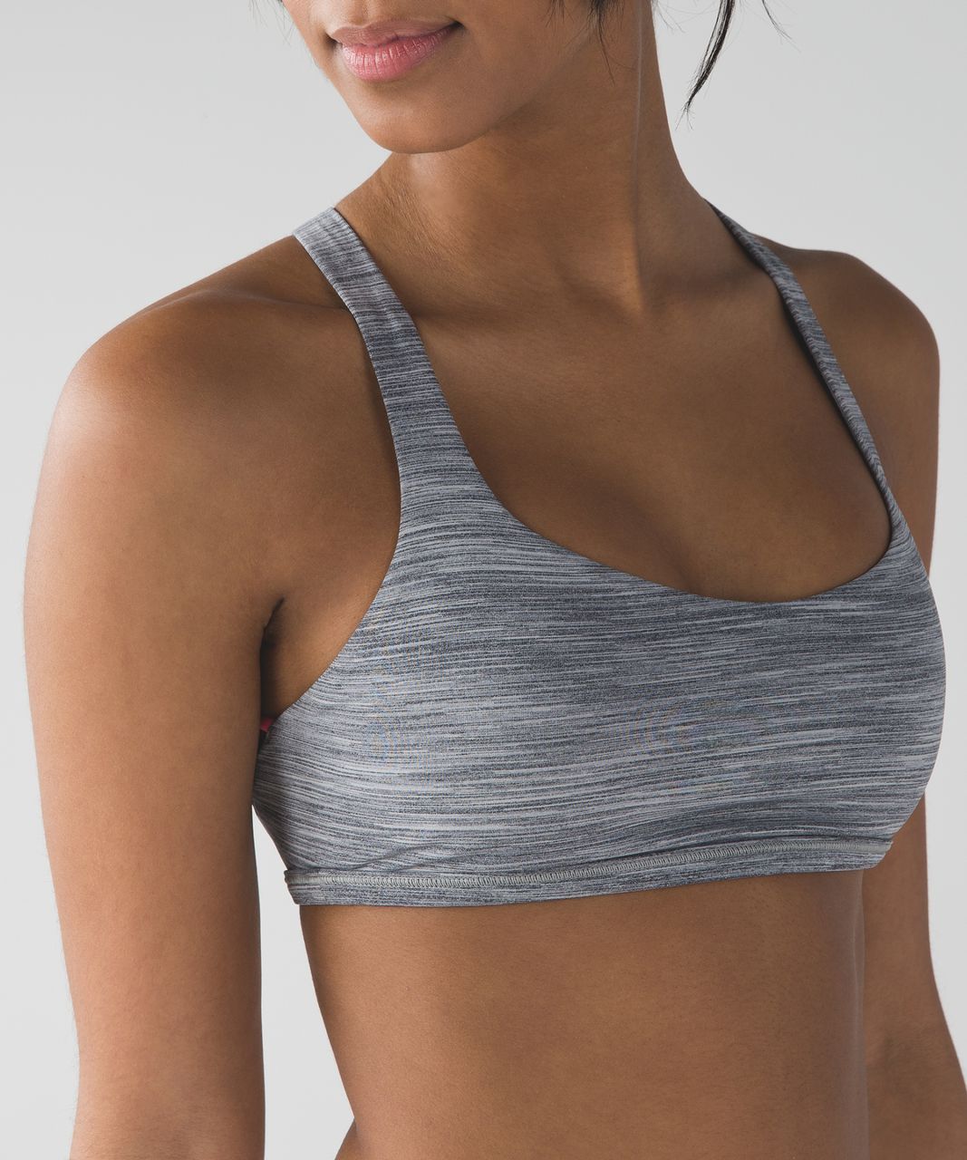 Lululemon Lighten Up Bra - Space Dye Camo Seal Grey Deep Coal / Grapefruit  - lulu fanatics