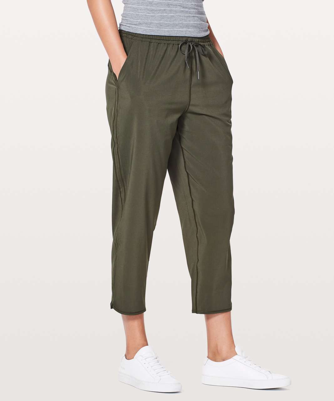 Lululemon Womens Pants 10 Dark Olive Keep It Classic Crop Lightweight  Stretch