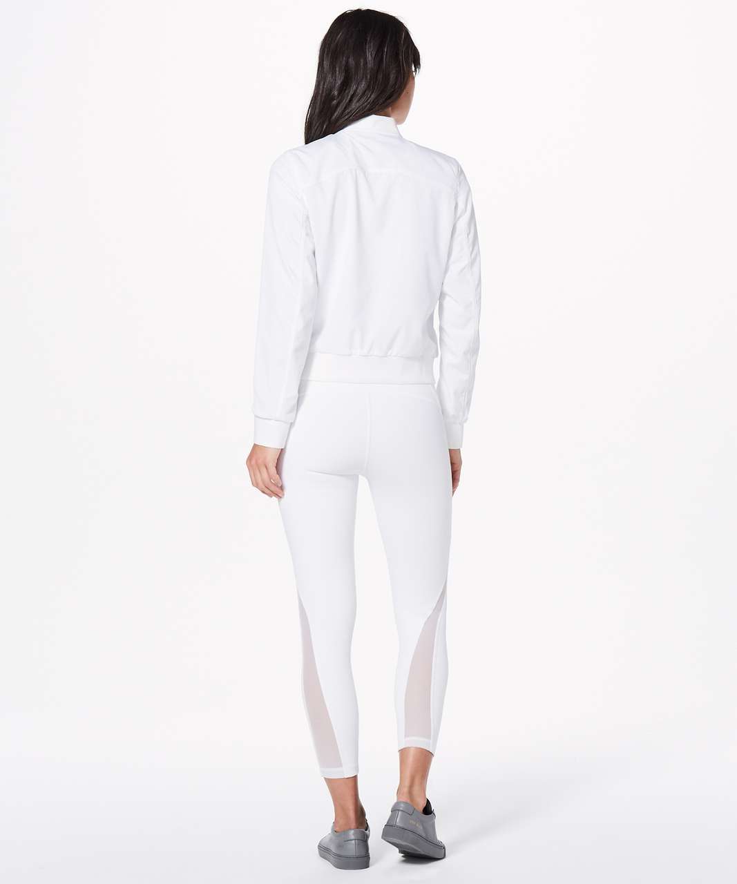 Lululemon Bombs Away Women's White Gray Reversible Bomber Jacket