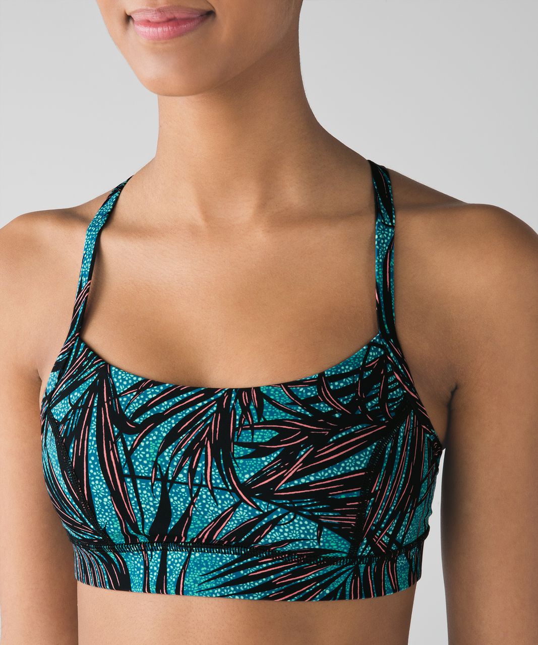 Lululemon Rise and Run Bra - Mini Palm Lace Tofino Teal Multi / Black -  lulu fanatics