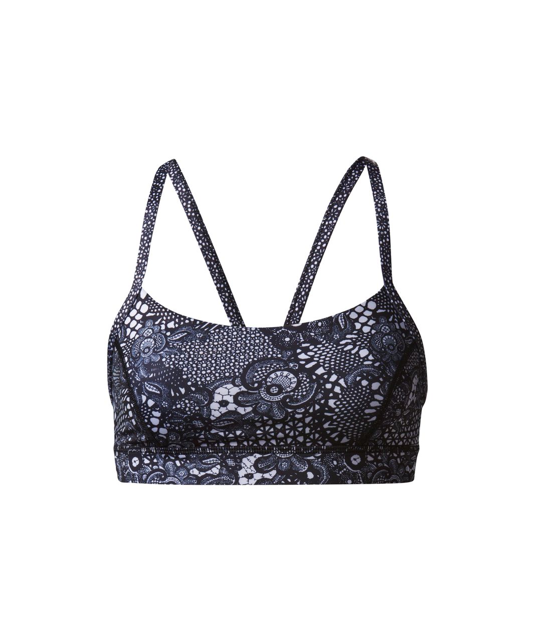 Lululemon Rise and Run Bra - Pretty Lace White Black / Freckle Flower ...