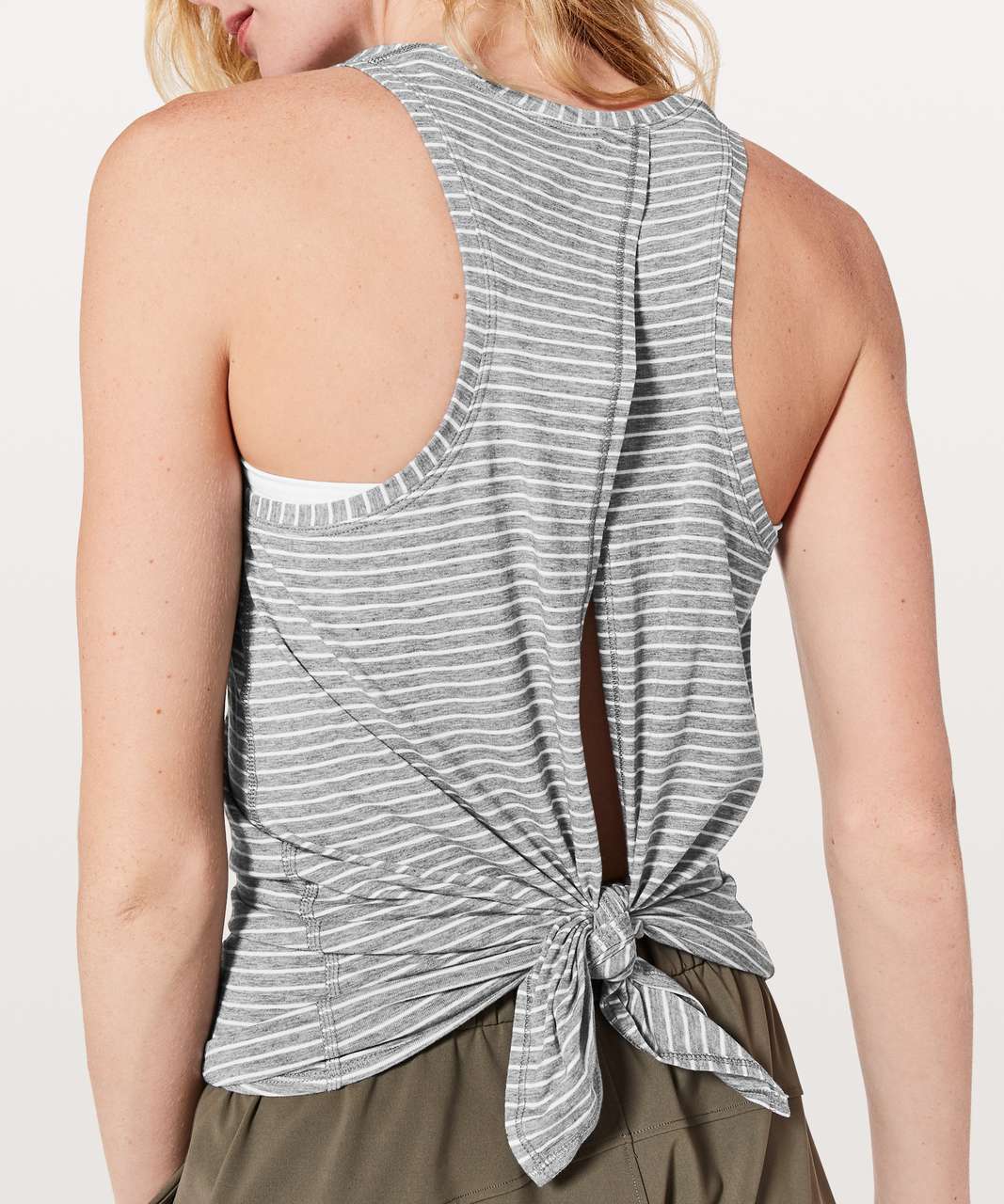 Lululemon All Tied Up Tank - Modern Stripe Heathered Medium Grey White