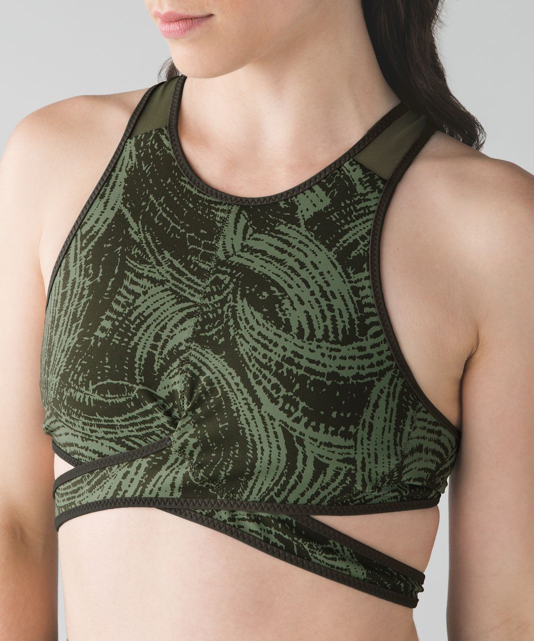 Lululemon Yoga Haven Bra - Mini Wavy Desert Olive Fatigue Green / Fatigue Green