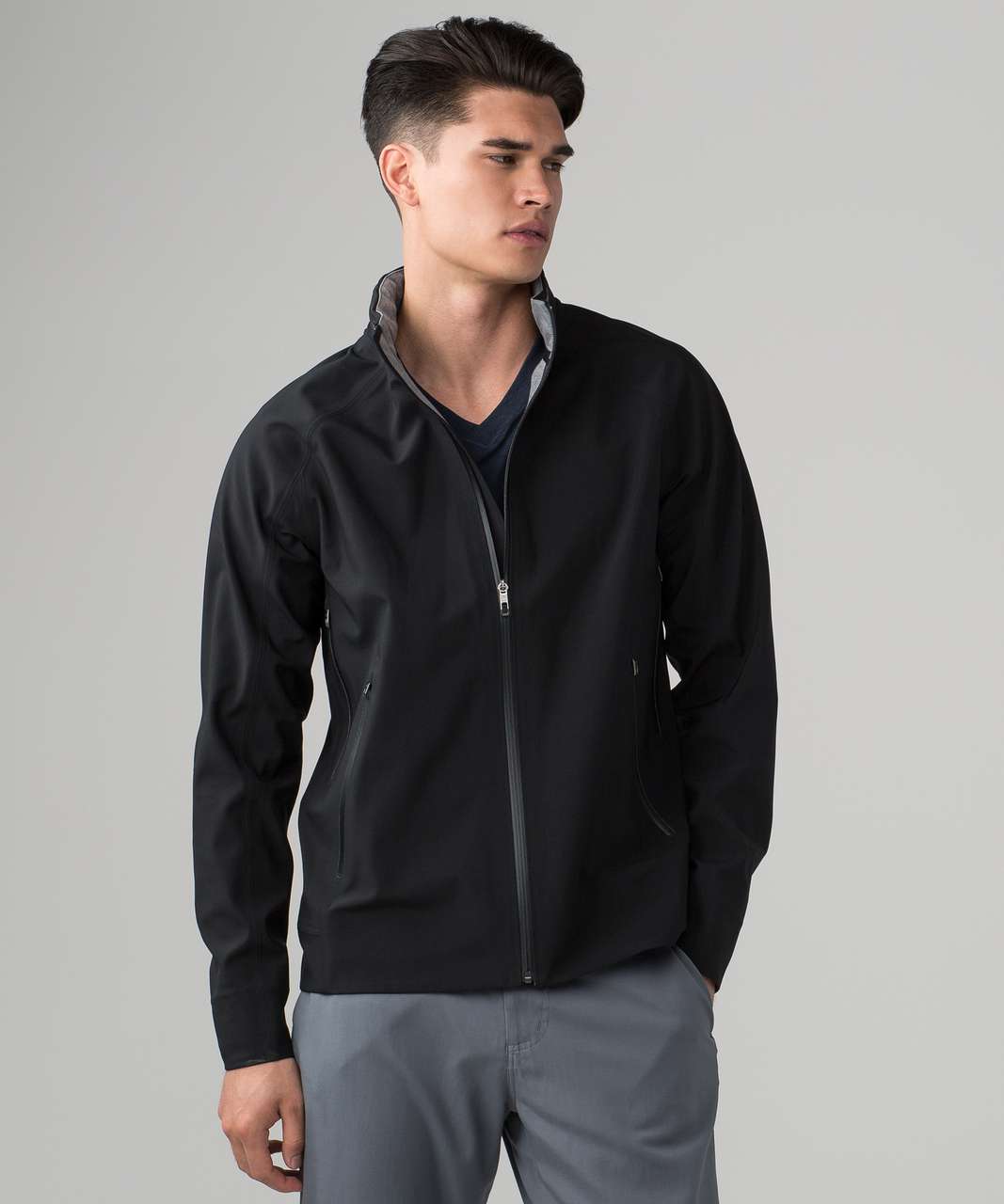 Lululemon Furtive Jacket - Black / Heathered Slate / Black - lulu fanatics